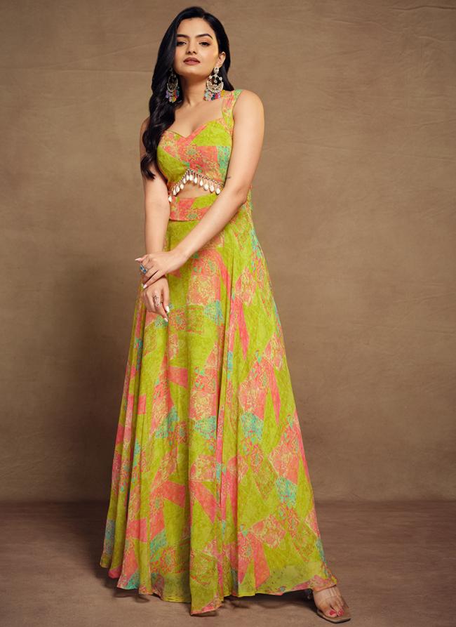 Georgette Multi Colour Party Wear Printed Readymade Gown